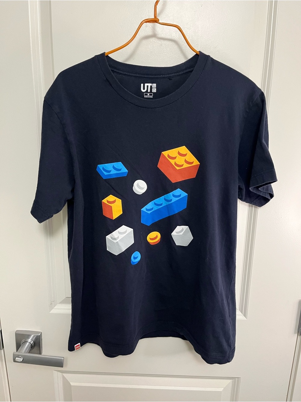 Uniqlo LEGO Men's Navy Tee with lego print in size M